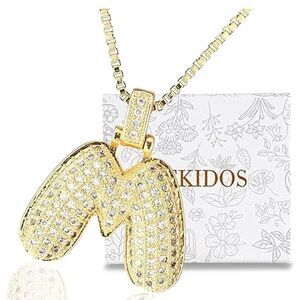 New Initial Charm Necklace Letter Gold Jewelry Letter M Bubble Trendy Bling